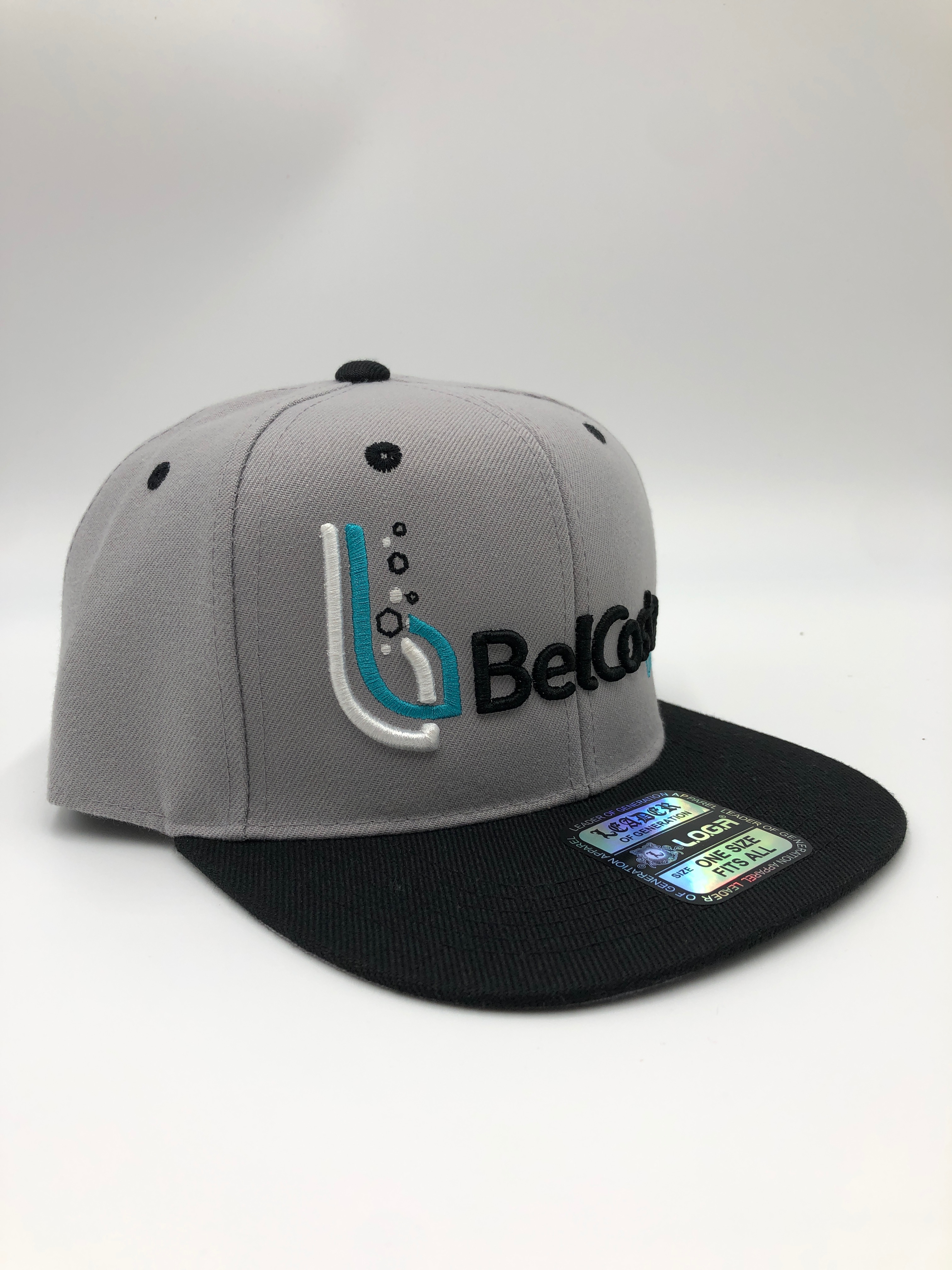 A Belcosta Labs embroidered snapback hat.